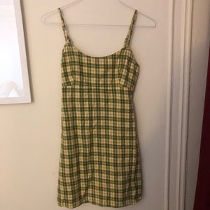 Yellow and Green Plaid Print Dress